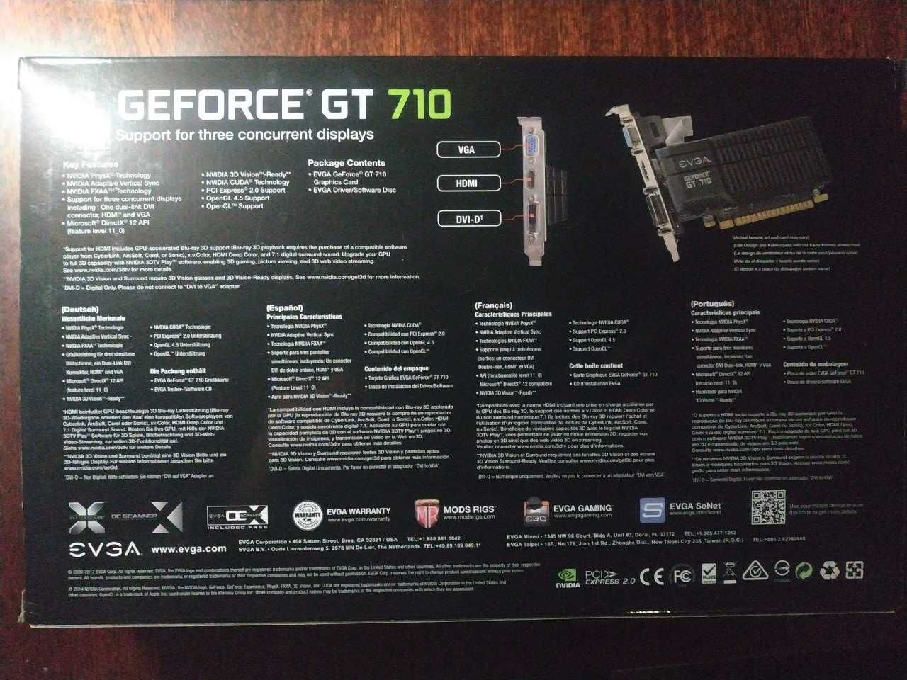 Пассивная видеокарта NVIDIA GeForce EVGA - GT 710 (2Gb DDR5)