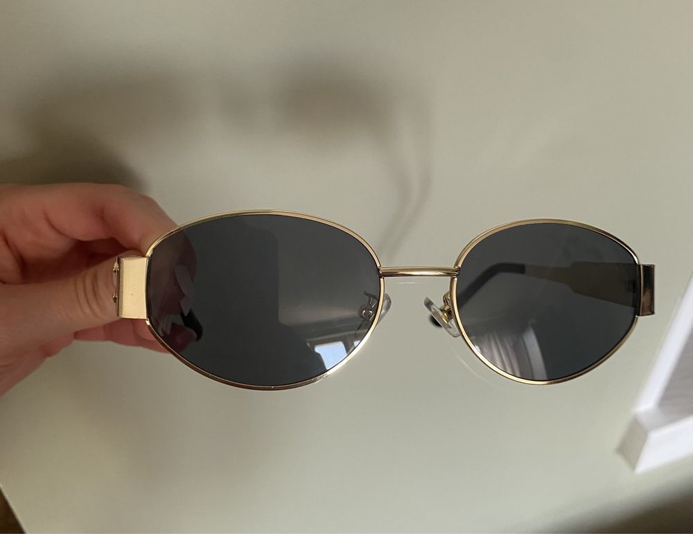 Nowe okulary kultowe vintage złote metalowe oprawki uniseks