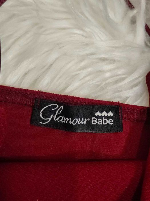 Sukienka Damska Burgundowa Dluga Dopasowana  Glamour Babe (L)