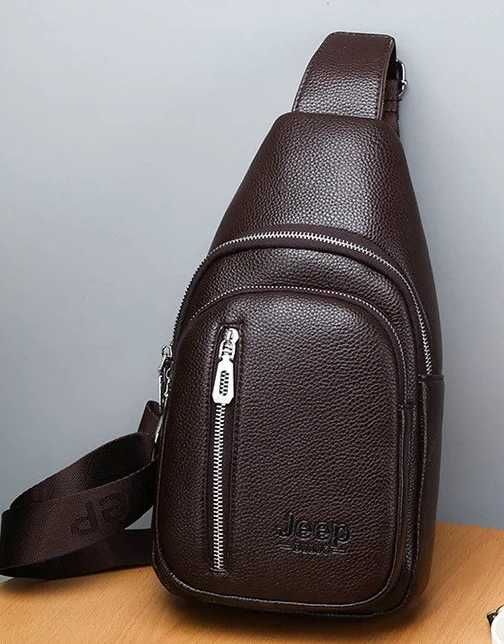 Чоловіча кожаная сумка бананка мужская барсетка  на груди Jeep