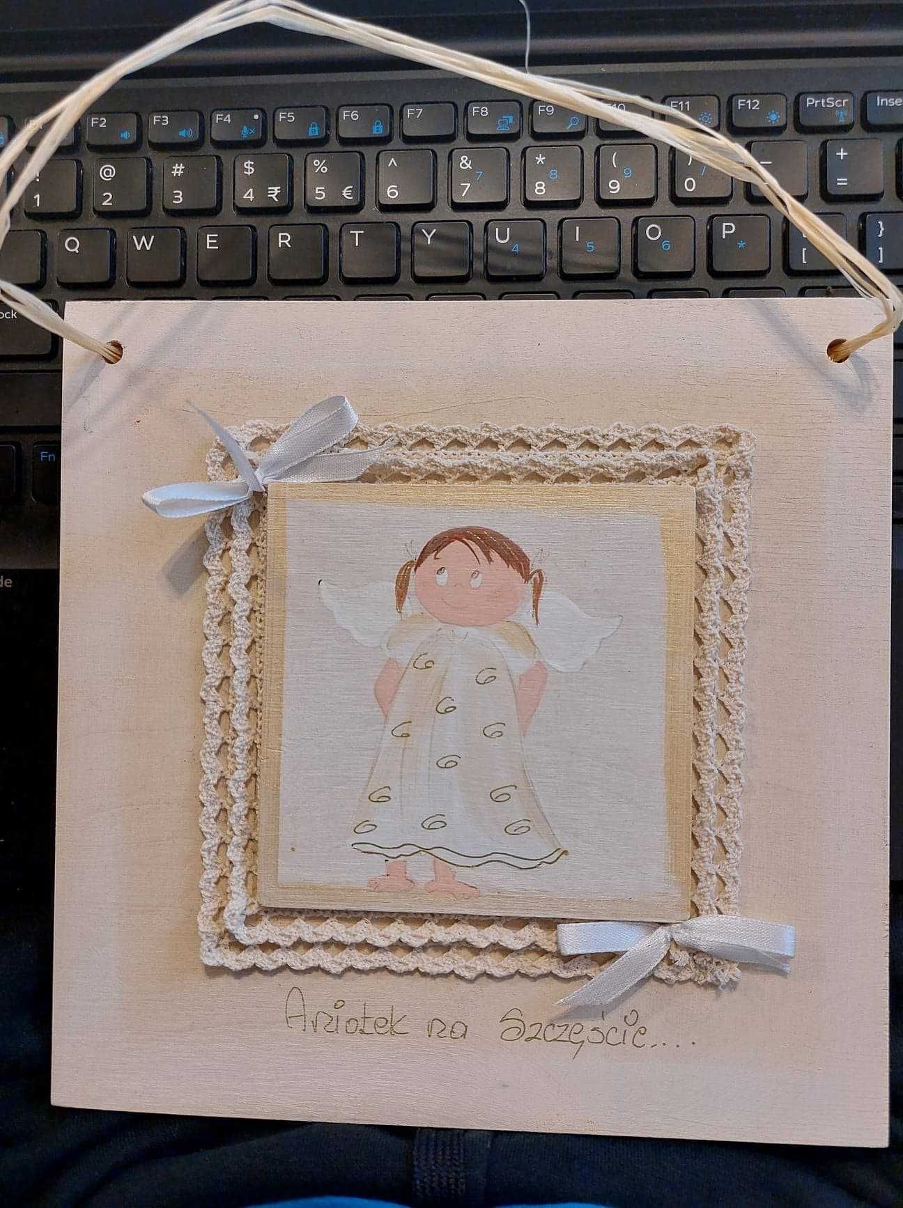 Aniołek na Szczęście obraz dla dziecka 21cm x 21 cm