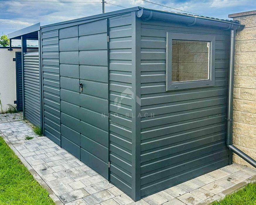 Schowek Domek Ogrodowy 3,5X2M Brama Dwuskrzydłowa Rynny Okno  Nb197