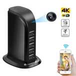 carregador 6 portas usb + câmera wi fi hd antifurto