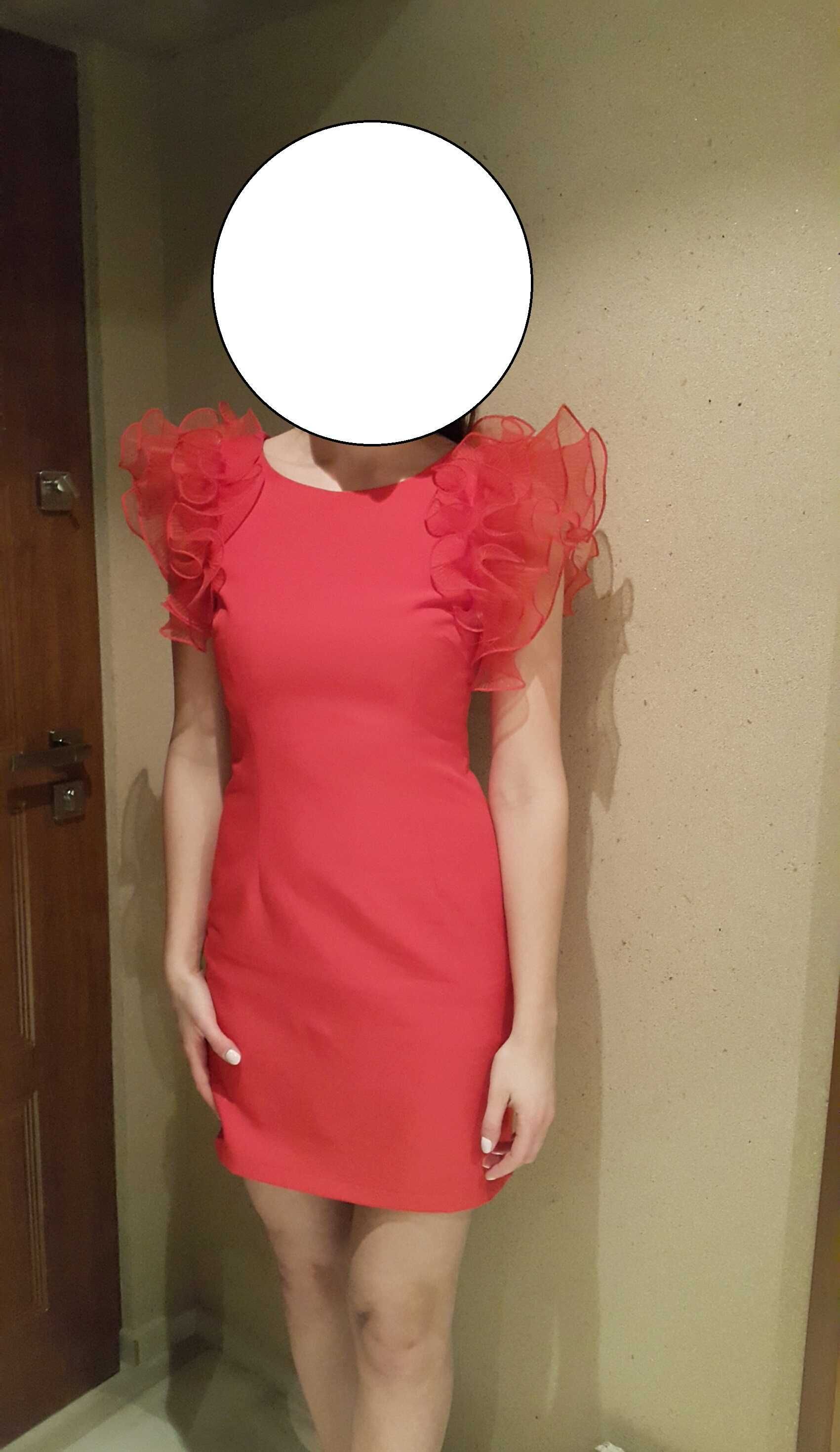 Sukienka mini czerwona na okazje- rozmiar 36