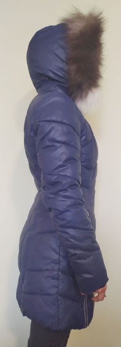 Куртка (пальто) женская, полиэстр + утеплитель, с капюшоном (+мех)