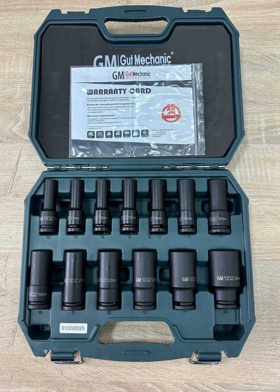 Набір головок торцевих ударних GUT MECHANIC 1/2" 10-32мм L-78MM 13шт