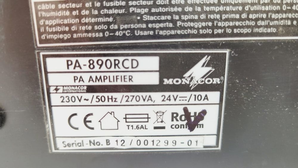 Monacor PA 980 RCD nowy >2000zł wzmacniacz miksujący 80W fm 100v usb