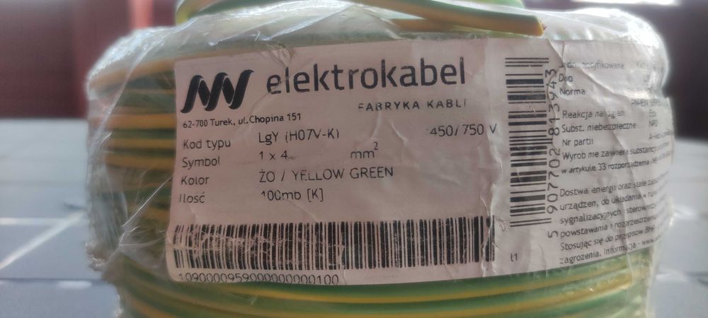 Elektrokabel LgY (H07V-K) 95mb Fabryka Kabli