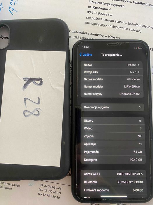 Iphone XR 64 GB (R28) - syndyk zaprasza do składania ofert