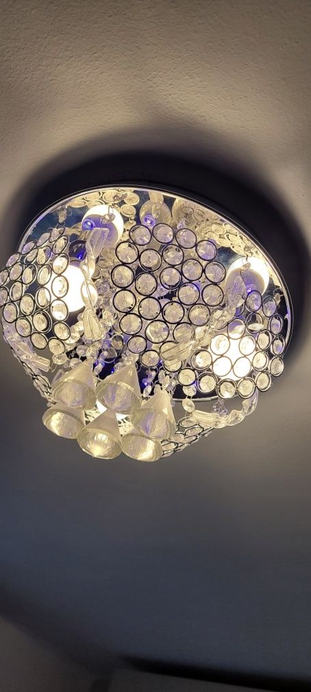 Plafon led pilot 3 kolory żyrandol lampa sufitowa glamour kryształy