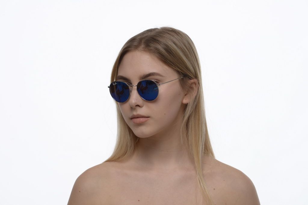 Новинка Солнцезащитные очки Ray Ban Round Metal 6002-blue 100% защита