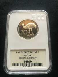 Moneta PAPUA NOWA GWINEA 20 Toea - Struś Emu - 1984 ROK - Grading