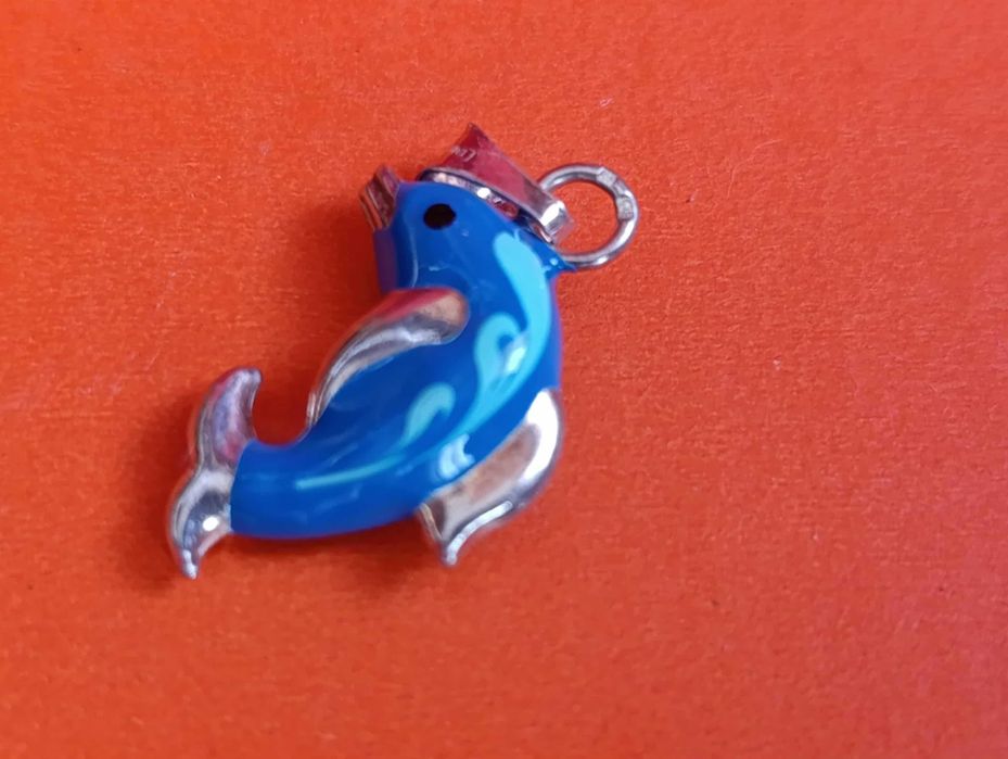 Prata Pendente Golfinho Azul