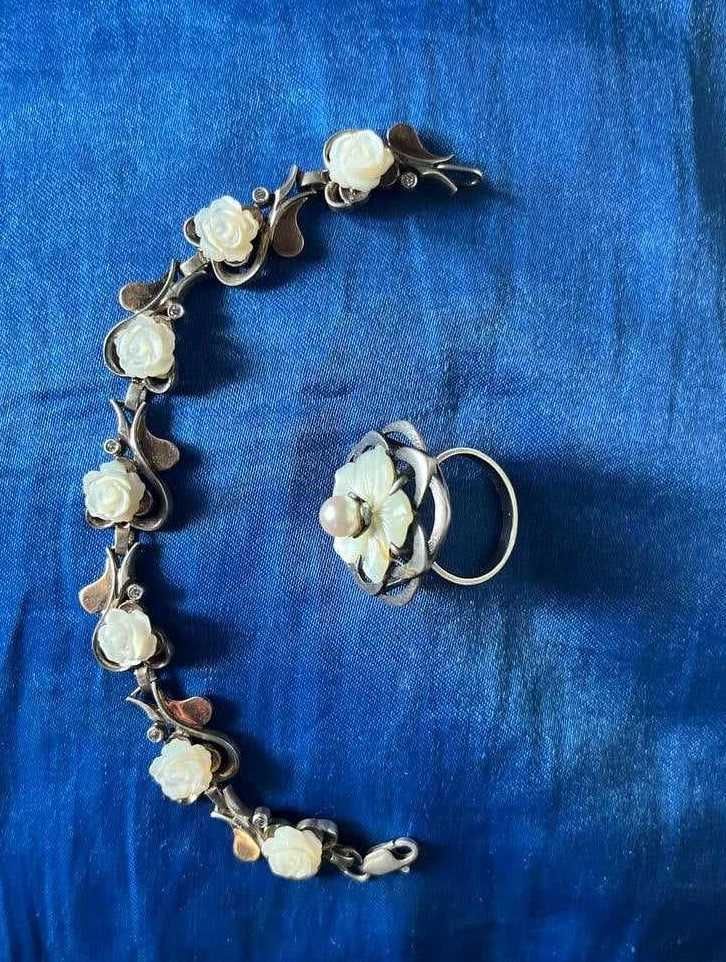 Серебряный комплект (браслет и кольцо)