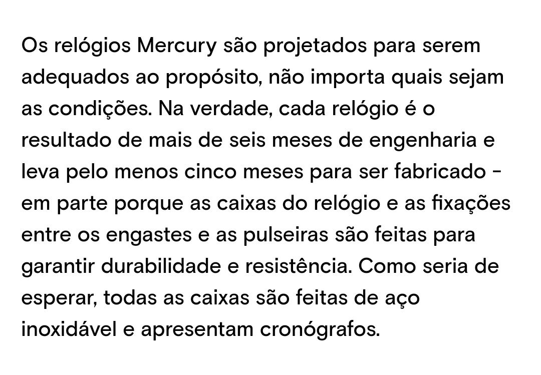 Relógio Suíço Mercury