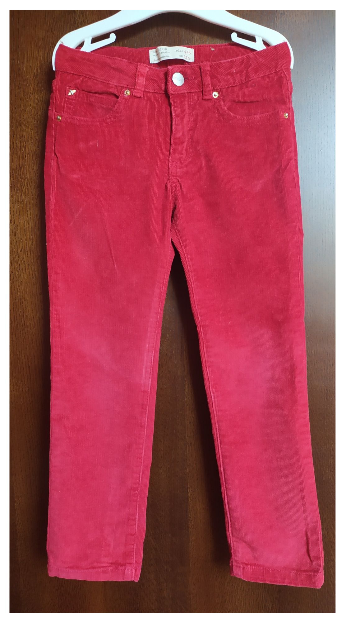 Zara bluzka i spodnie sztruksy r. 110 centki, czerwony sztruks
