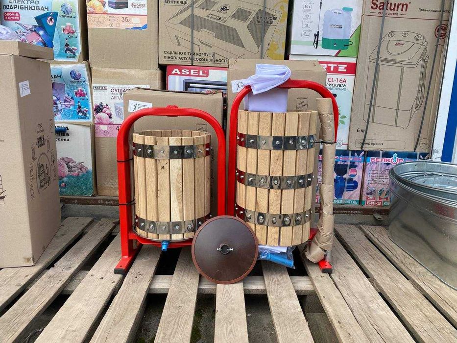 Пресс ручний, соковижималка гвинтова "Діоніс, Дионис" ДУБОВИЙ 20-25 л.