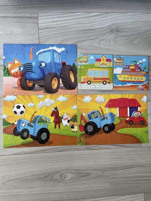 Пазли дитячі, пазли синій трактор