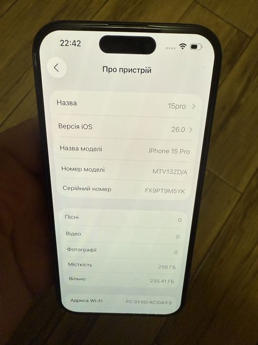 iPhone 15pro 256gb Black Titanium