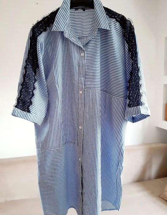 Zara koszulowa sukienka z koronką - R 40/ L