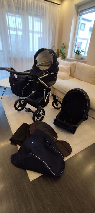 Wózek Bebetto Bresso Premium Class Granat Ochrona UV Komplet