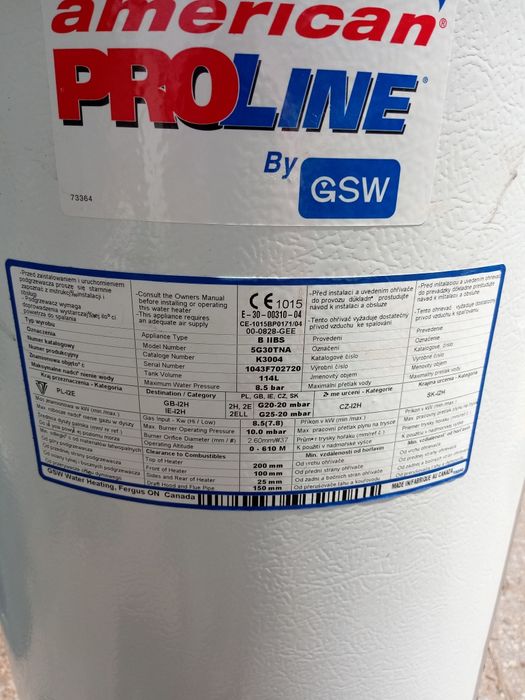 Sprzedam bojler podgrzewacz wody gazowy American proline
