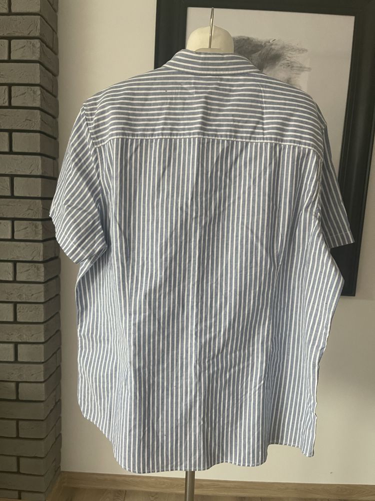 Koszula bawełniana niebieska w białe paski Matalan r.3XL