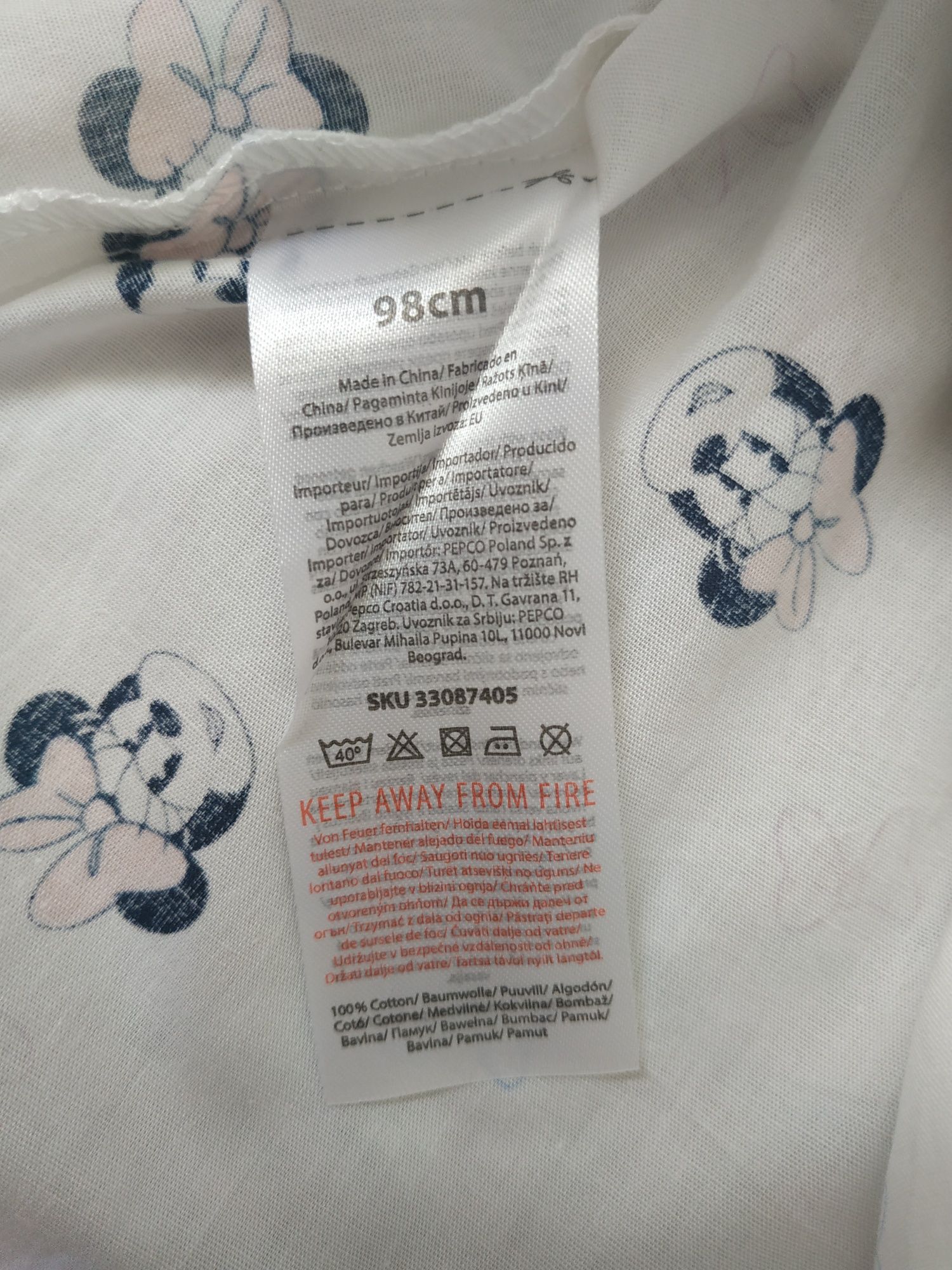 Nowa koszula dla dziewczynki/lato/Myszka Minnie/falbanki/Disney/r.98