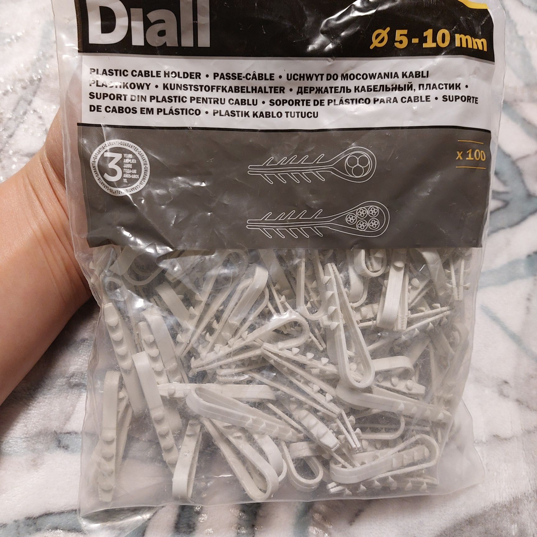 Uchwyty kablowe okrągłe 5-10 mm szare 100 sztuk