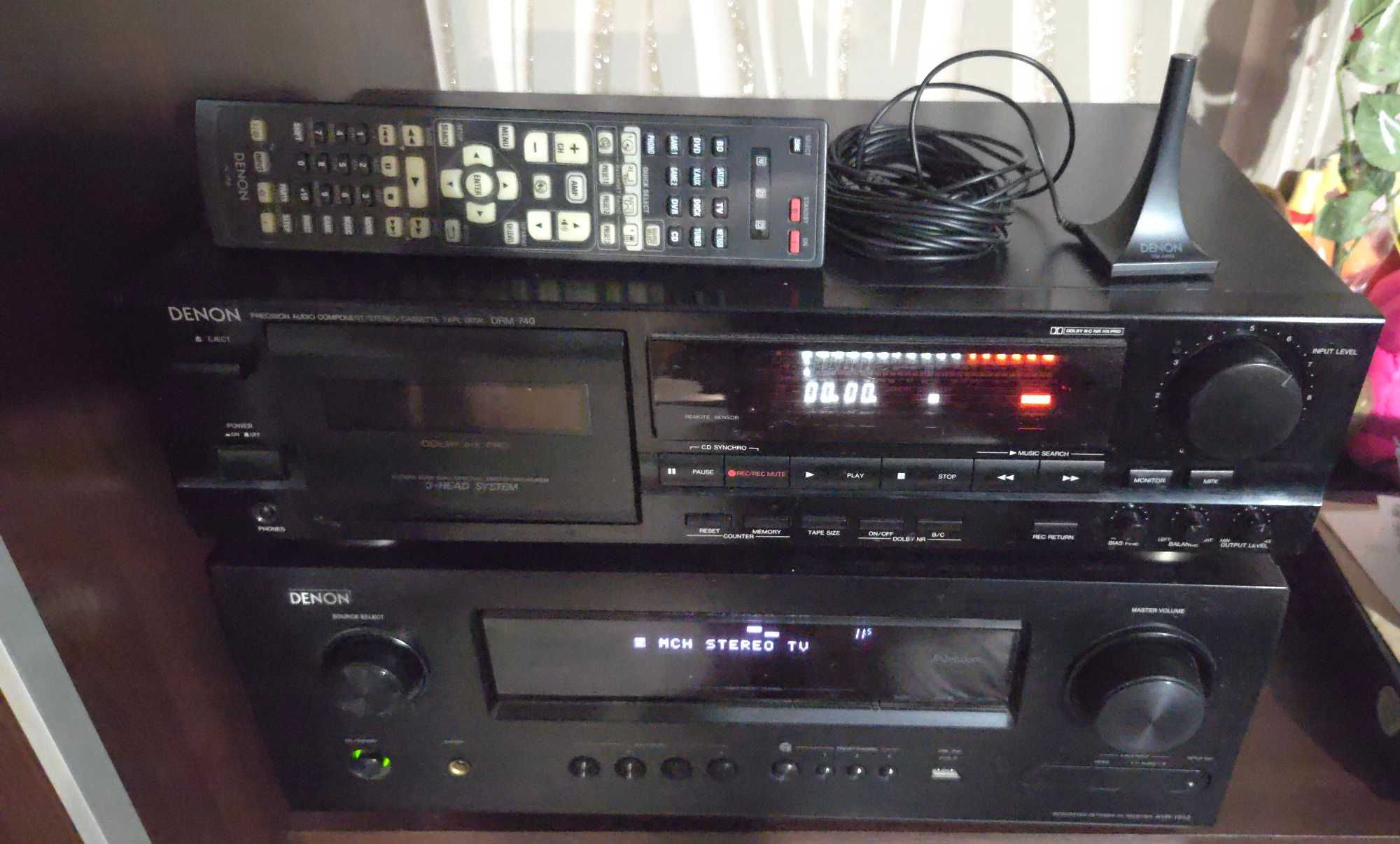 Zestaw Denon AVR-1912 + magnetofon DRM-740 + kolumny