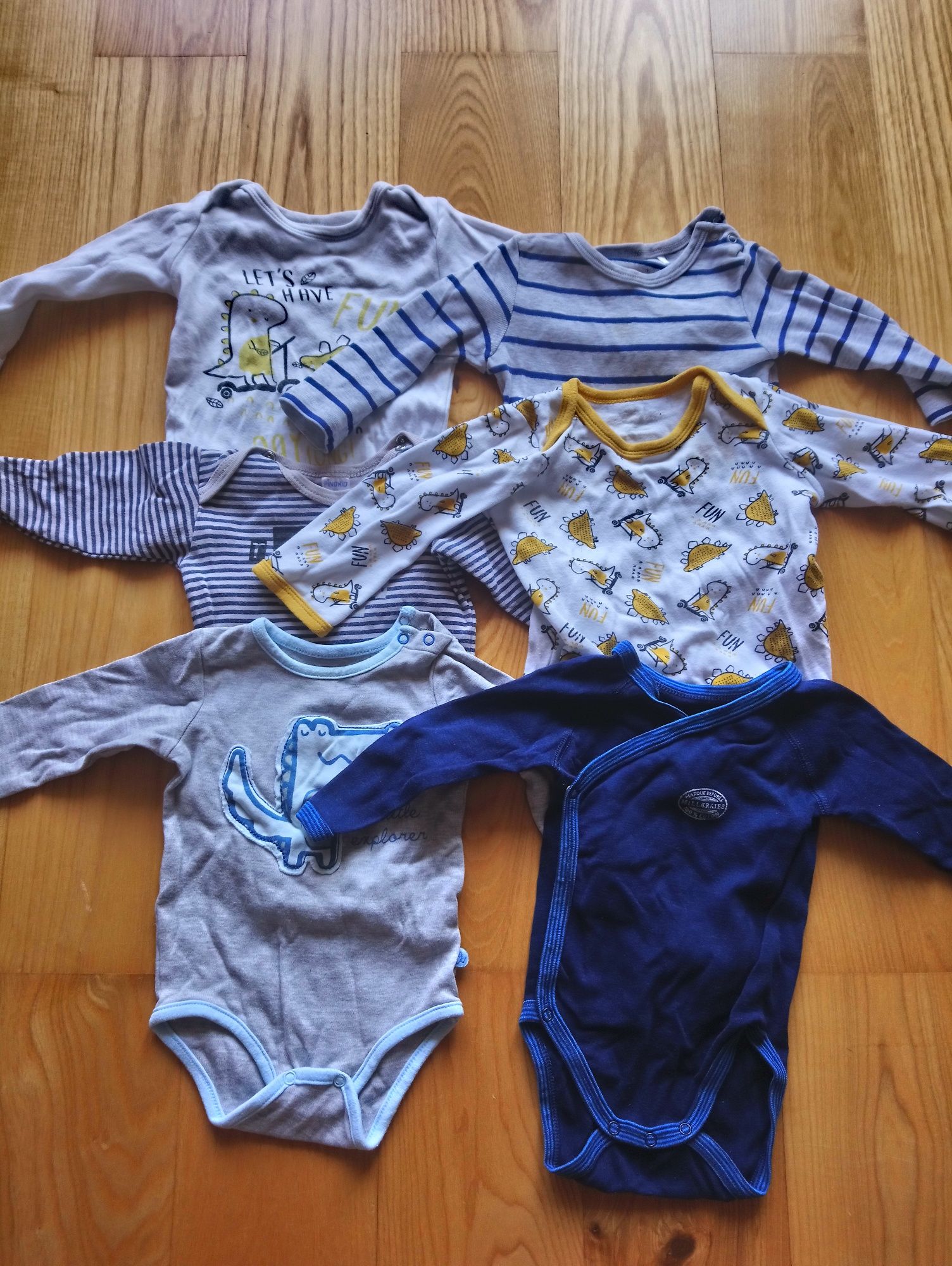 Zestaw ciuszków, 9 szt, rozmiar 68, body, pajace, spiochy