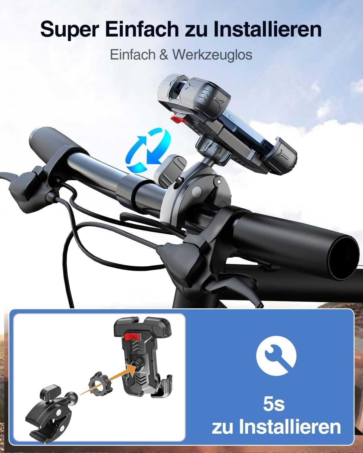 Uchwyt Na Telefon Motocyklowy Rower Odporny Na Wiatr Regulowany 7,2''