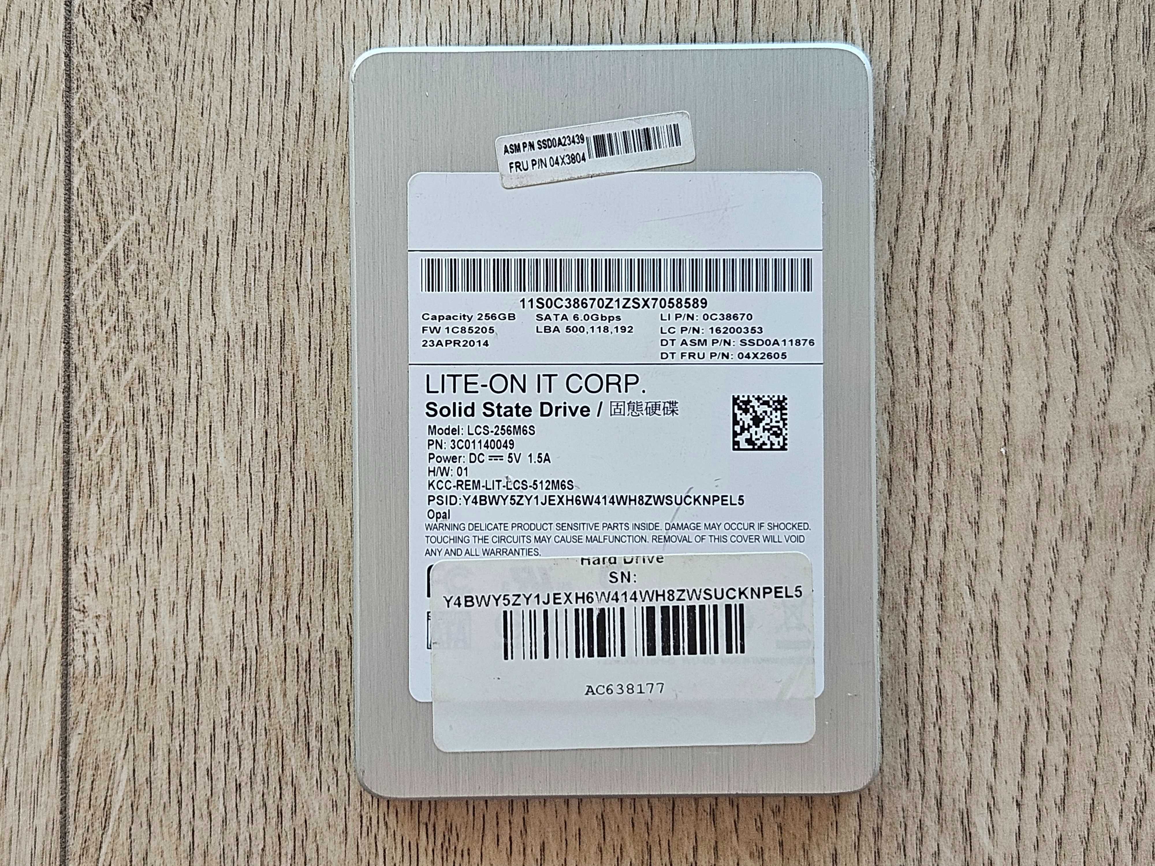 SSD 256Gb SATA 2.5 MLC Lite-On LCS-256M6S неробочий