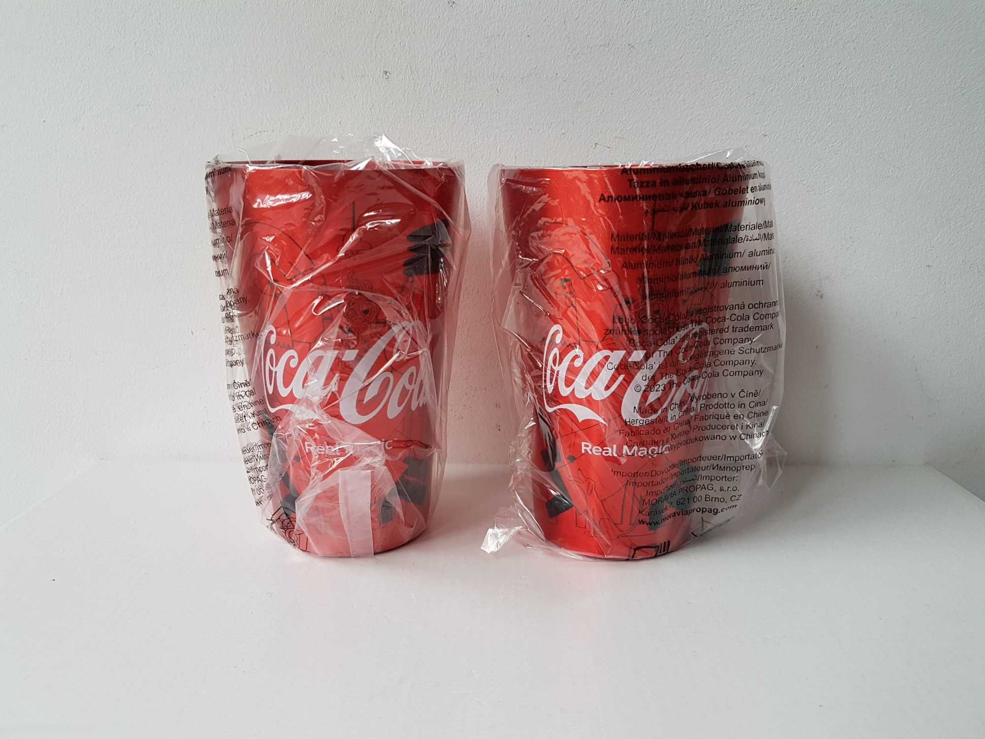 Nowy czerwony kubek aluminiowy Coca Cola Real Magic x2szt