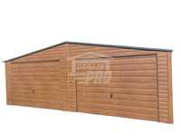Garaż blaszany 7x5 2x Brama drewnopodobny Dach dwuspadowy GP203