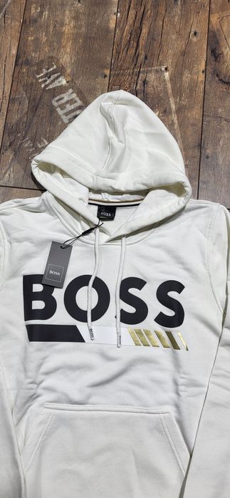 Boss biała bluza dresowa męska unisex premium hugo S M