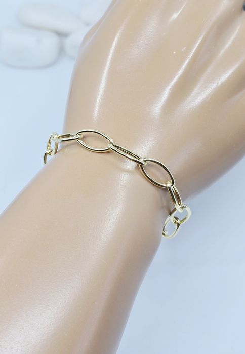 Złota bransoletka splot ankier duże ogniwa próba 585 14k