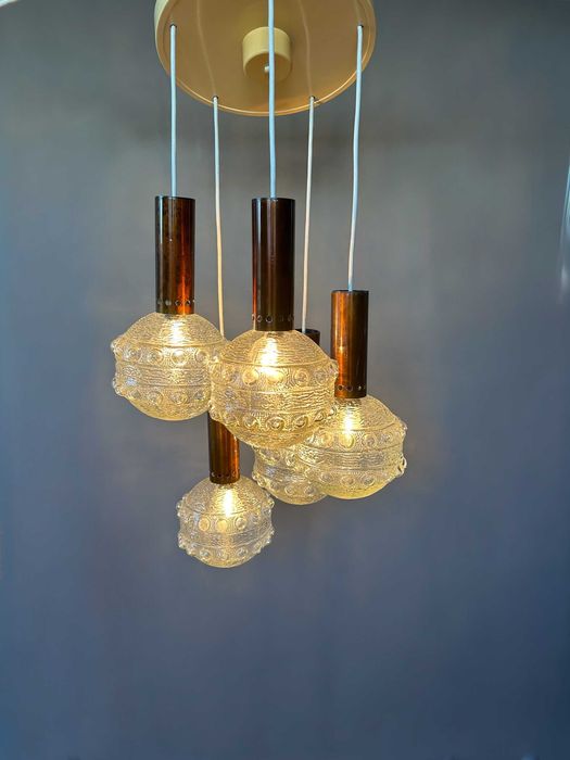 Kaskadowa lampa wisząca Vintage kule bubble, Niemcy lata 60-te