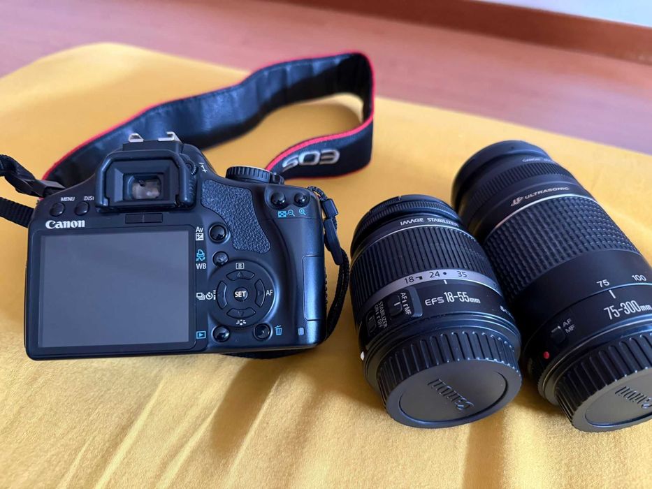 Câmara fotográfica Canon EOS 450D + 2 lentes + muitos acessórios