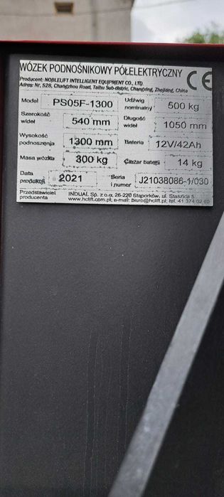 Wózek Podnośnikowy Półelektryczny seria PS05F