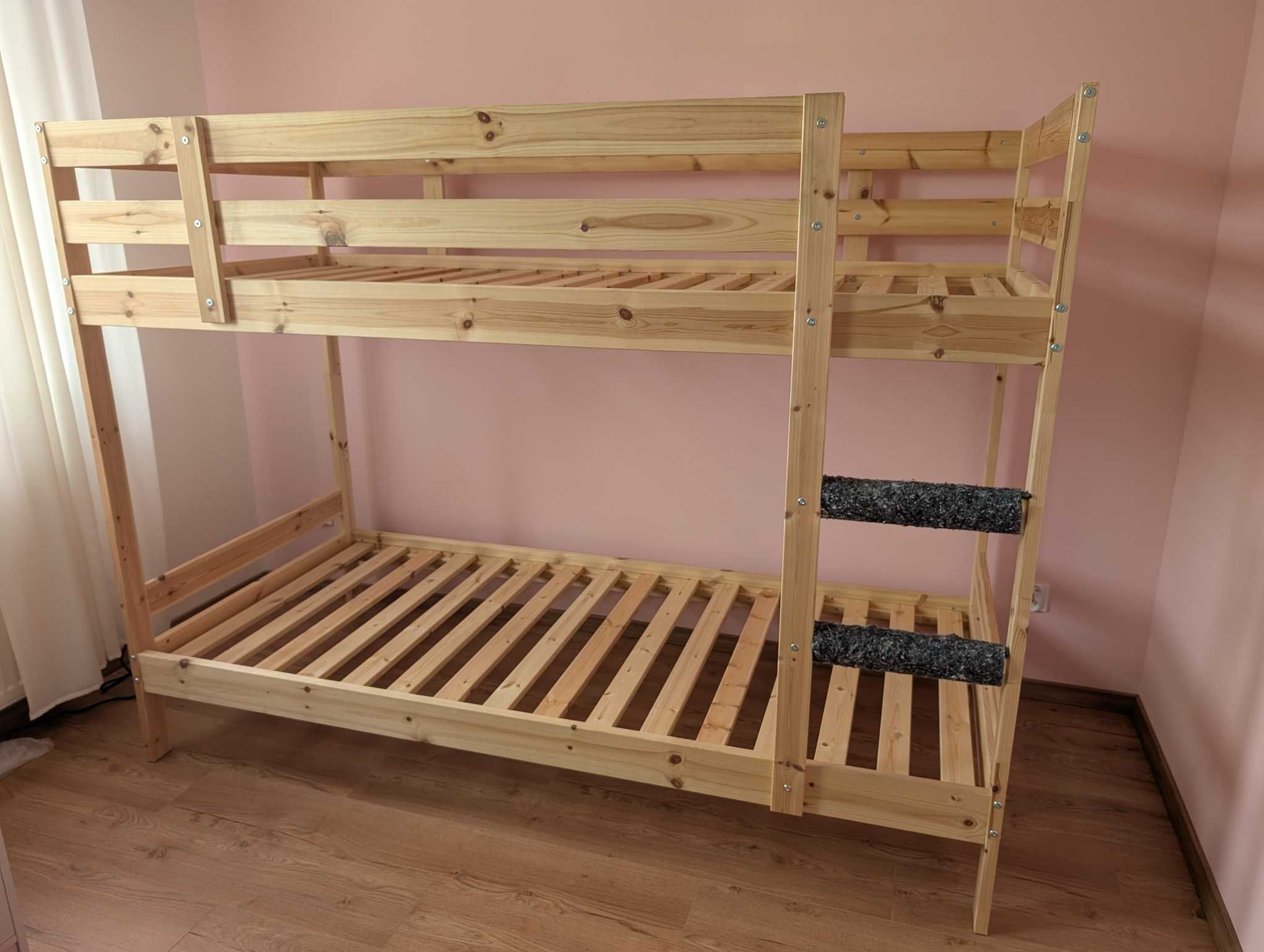 Łóżko piętrowe drewniane sosnowe w idealnym stanie 90x200