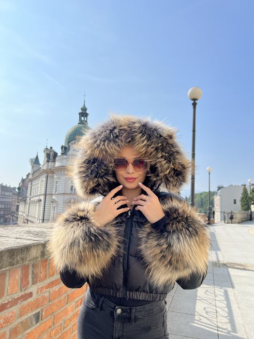 Obszycie do kurtki kaptur kołnierz mankiety jenot naturalny