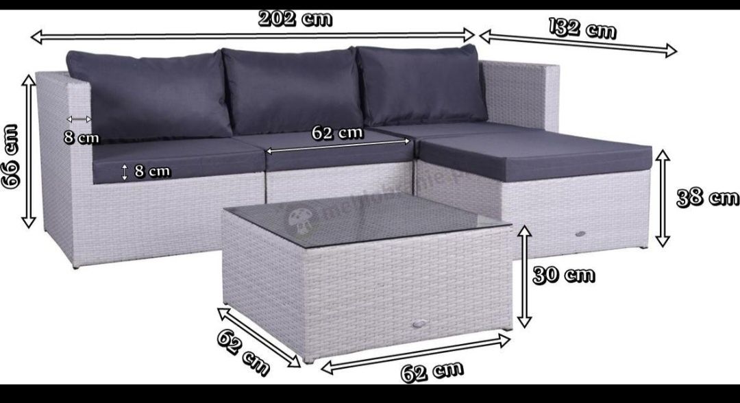 Meble ogrodowe technorattan szare FARLITO V Ashen&Ice Grey meblobranie