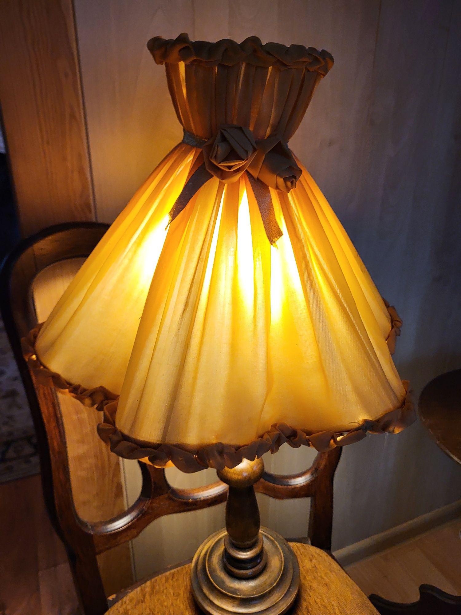 Lampka z abażurem lampa nocna PRL vintage