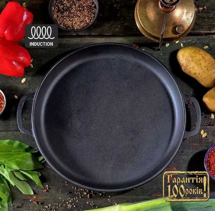 Казан чавунний узбецький об`ємом 18 л WOK із кришкою-сковородою