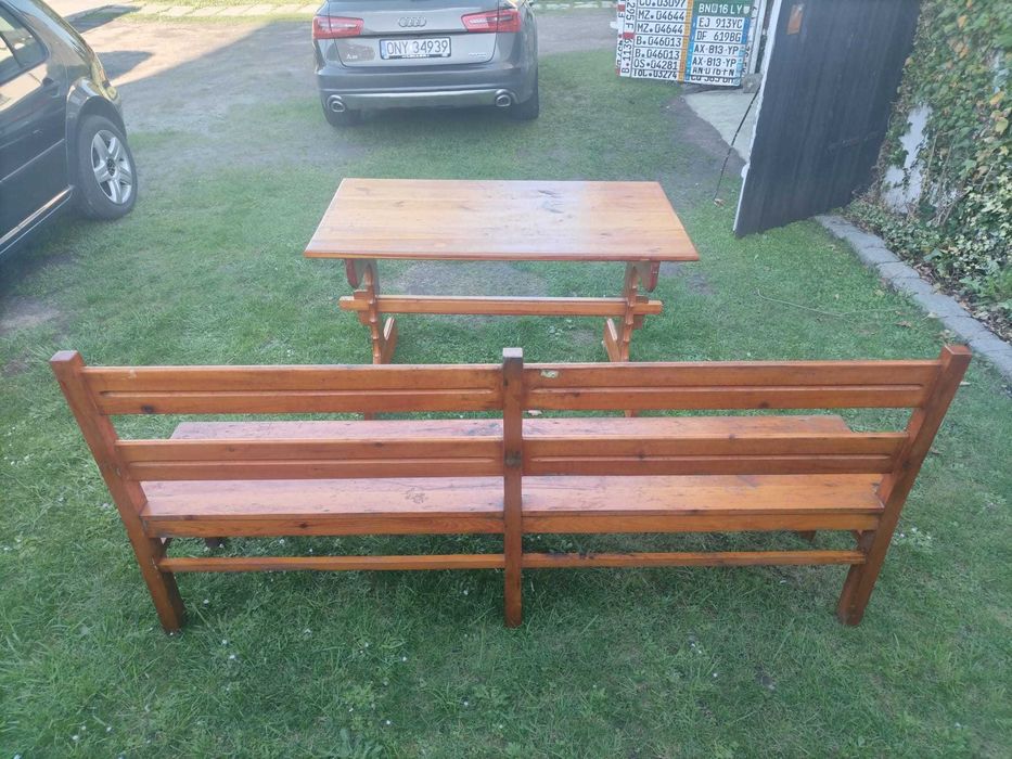 Ława drewniana ze stołem