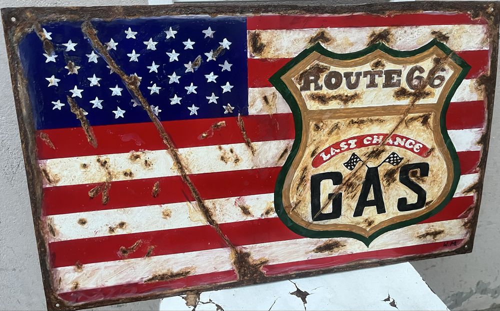 Tablica szyld Route 66 do garażu pokoju