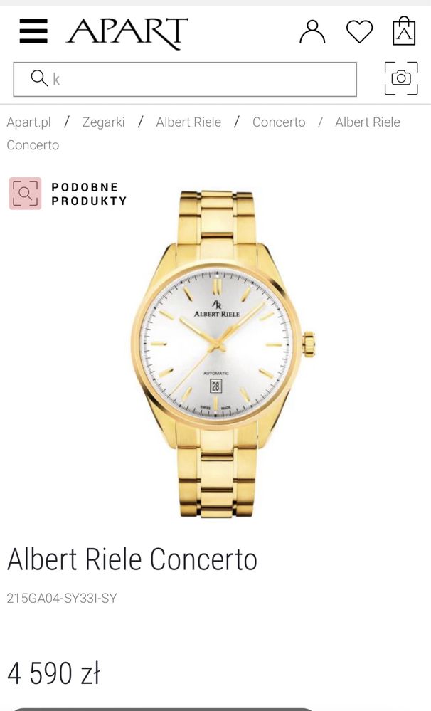 Albert Riele Concerto Automatic, Gold, Nowy