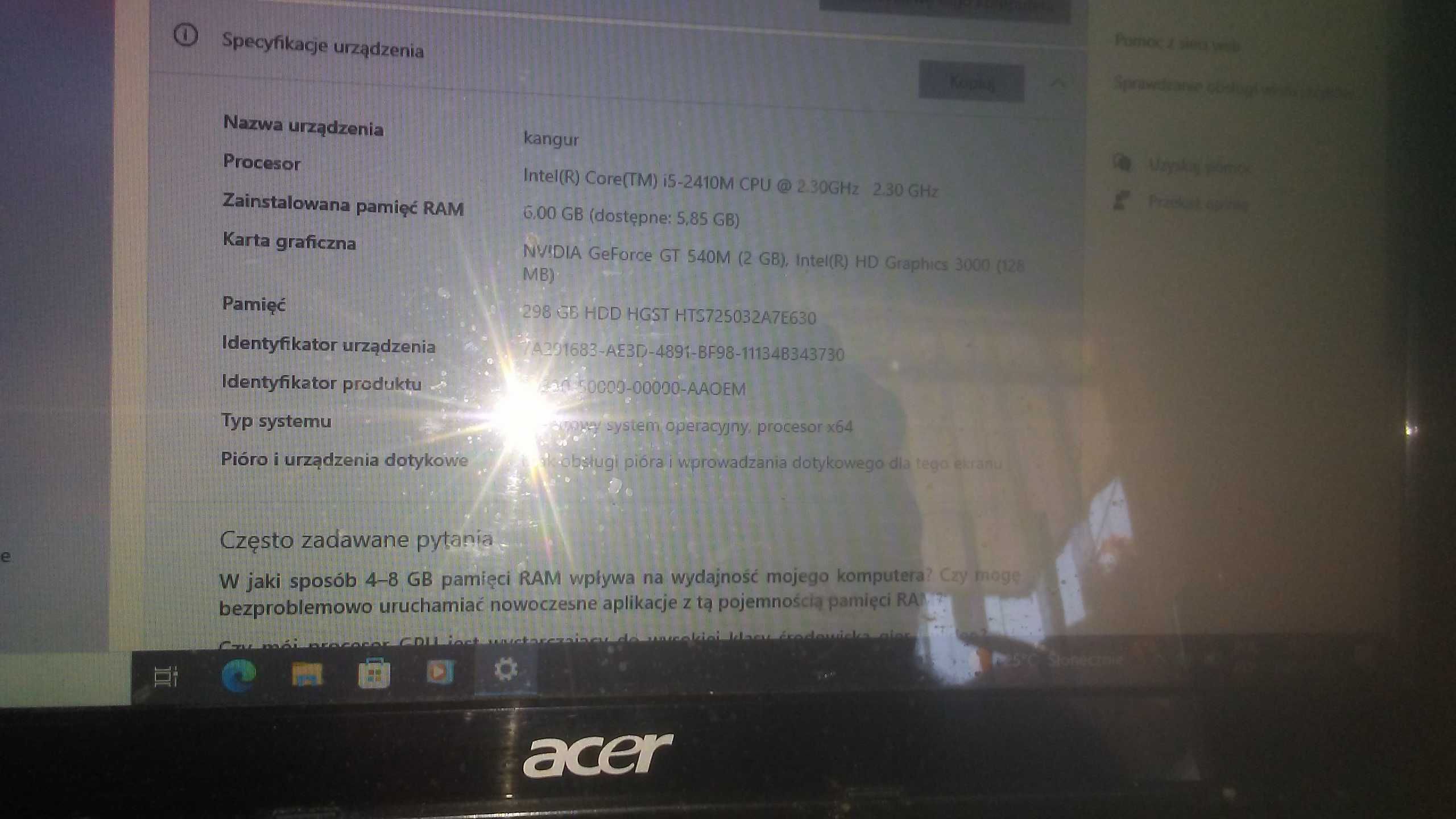 sprzedam laptop Acer timeline 3830TG