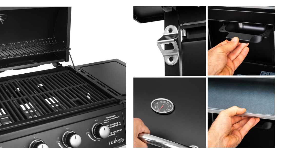 Grill gazowy ogrodowy żeliwny ruszt Lehmann Ohio 4+1